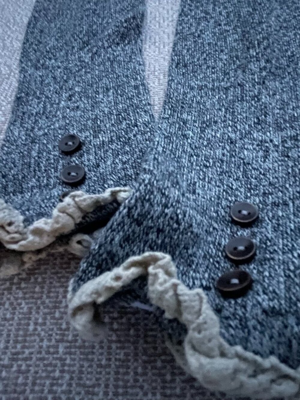 Boho Marbled Knit Thigh High Boot Socks Button Crochet Cuff OS Cottagecore Boho